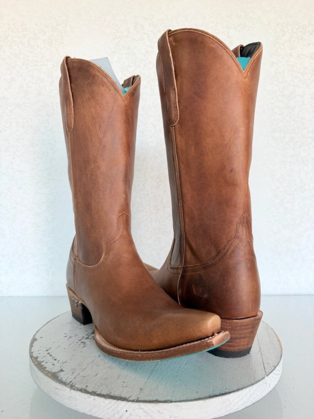 Lane EMMA JANE Brown Cowboy Boots Size 10 Western Cowgirl Mid Calf Tall Snip Toe